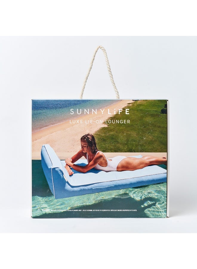 Sunnylife Luxe Lounger La Mer Med Blue – Large Inflatable Pool Lounger for Kids and Family Relaxation, Comfortable Floating Mattress, Stylish Summer Pool Float - Image 5